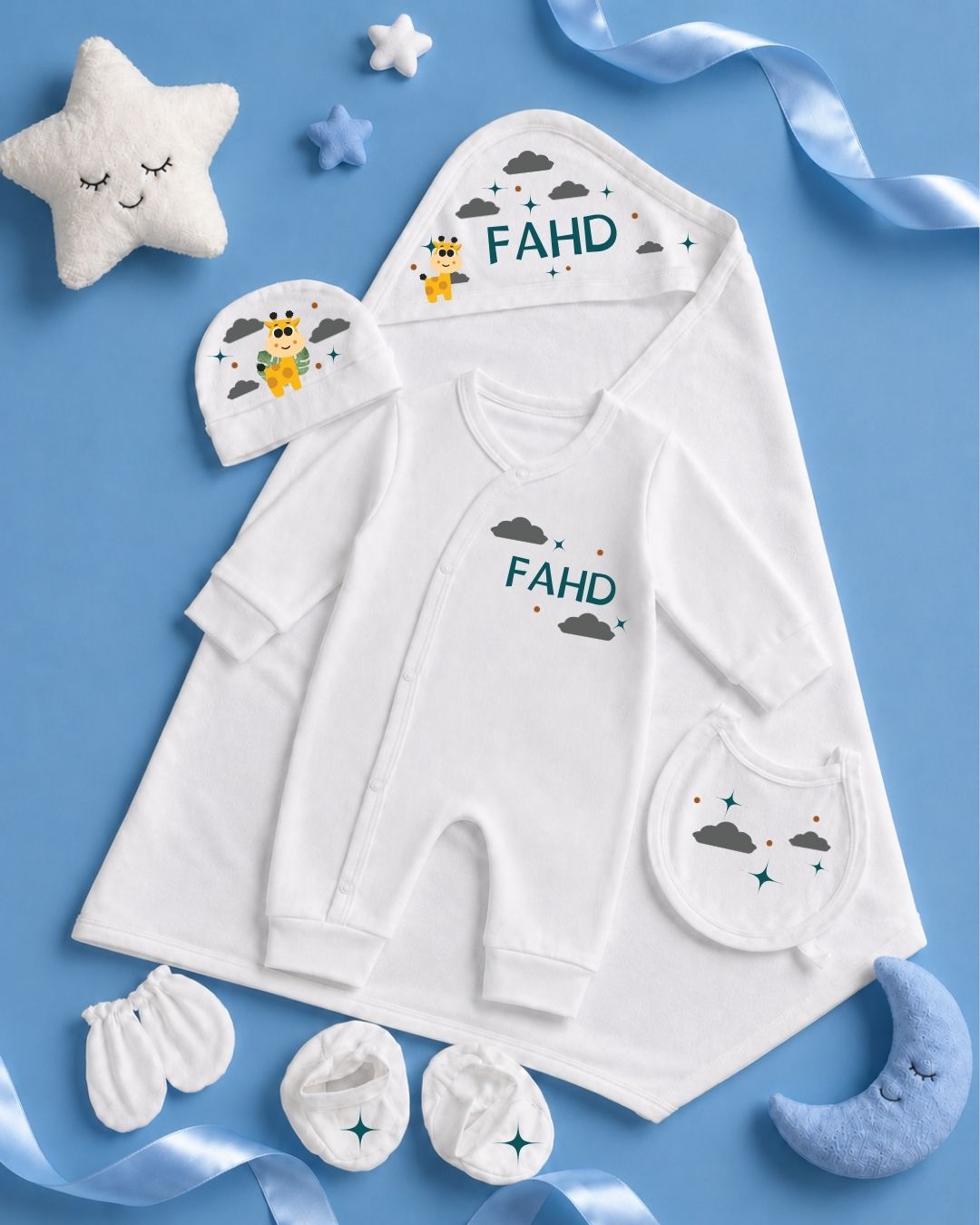 Customized Newborn BabyBoy Gift Set – 6 Pieces