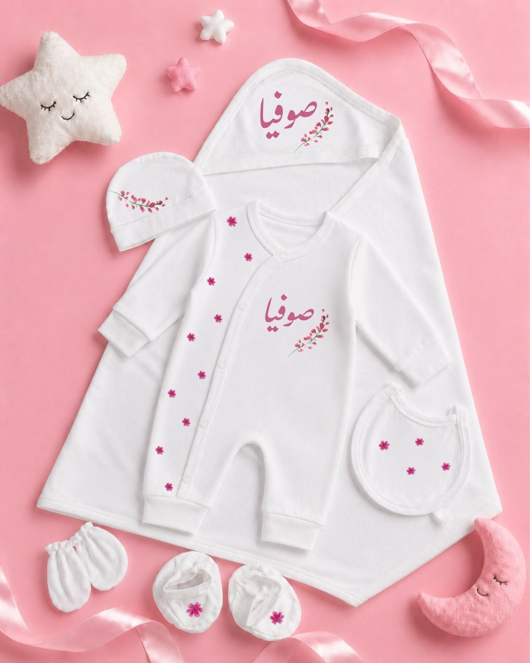 Customized Newborn BabyGirl Gift Set – 6 Pieces